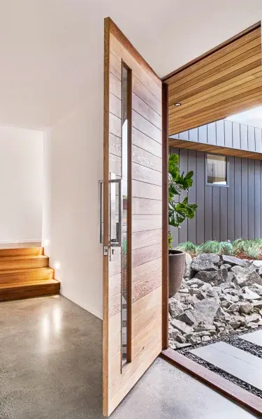 Gainsborough door hardware on a contemporary home entrance